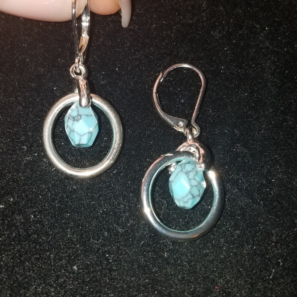 Silver and turquoise stone earrings
